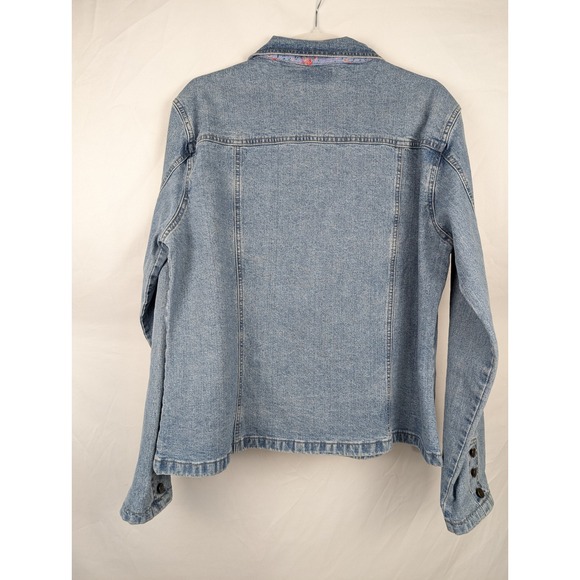 April Cornell Denim Jacket Floral Button Western Country Boho Indie Festival - Picture 9 of 10